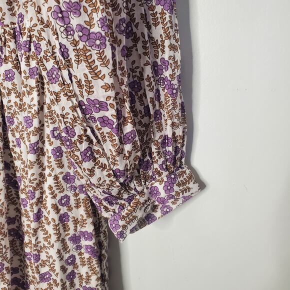 Daughters of India Binita Maxi Dress Purple Floral 100% Cotton Size Small NEW - Picture 9 of 14